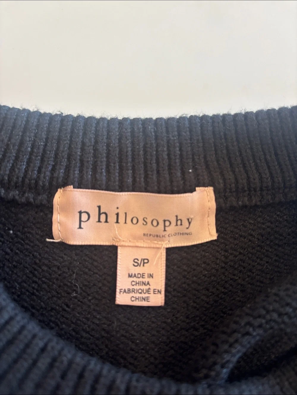 Philosophy Black and White Striped Crewneck Sweater